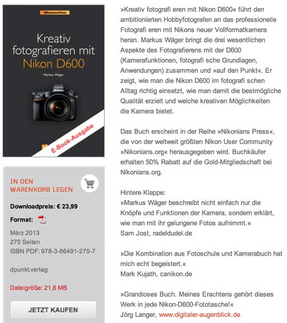 dpunkt.verlag :: Kreativ fotografieren mit Nikon D600